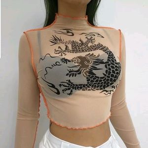 Mesh Dragon Crop Top. Fits women’s M/L